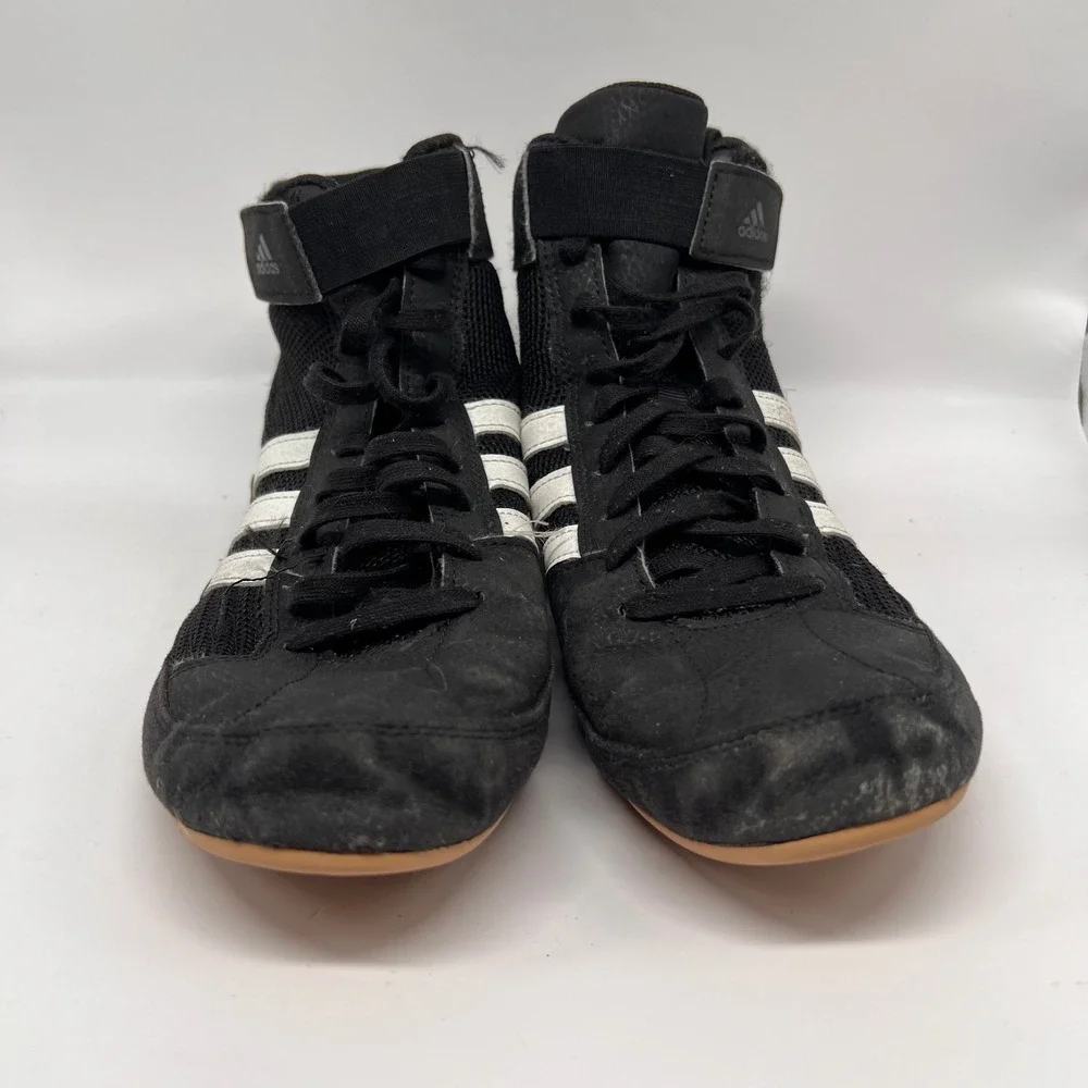 Adidas HVC 2 Wrestling Shoes Mens 8.5 Black White Gum AQ3325 High Top Boxing